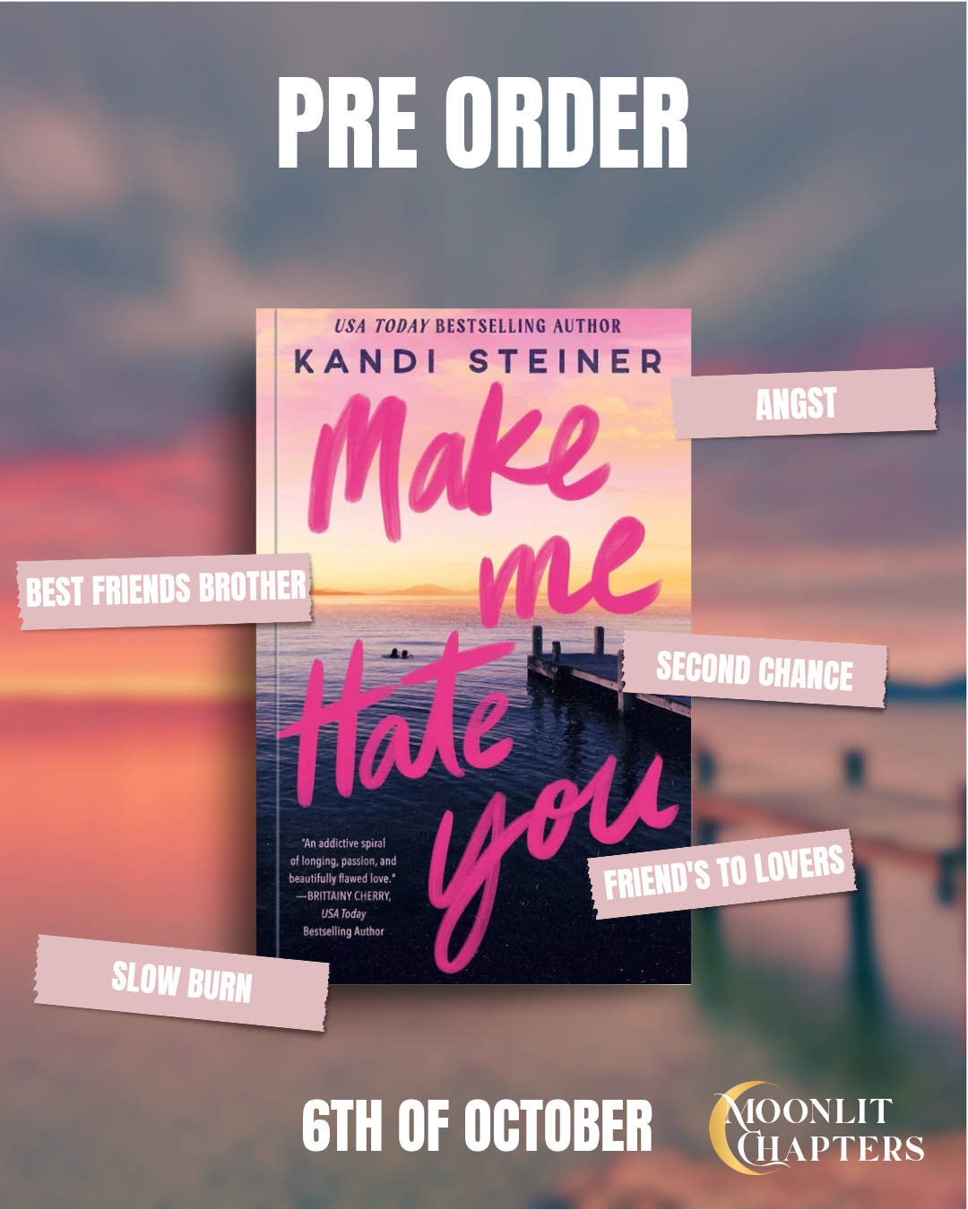 Kandi Steiner's new romance book 'Make me hate you' graphic with tropes