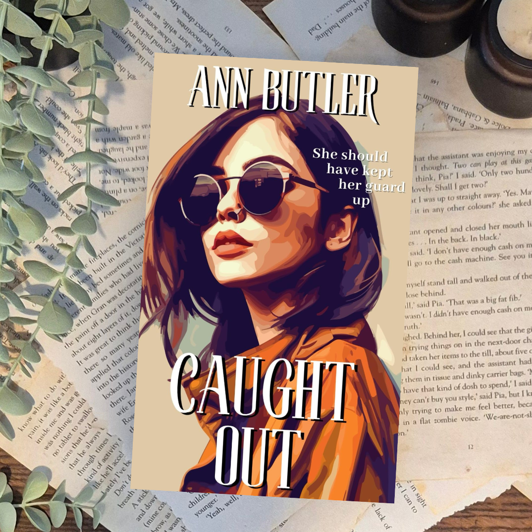 Book cover of 'Caught Out' by Ann Butler on a textured surface with leaves.