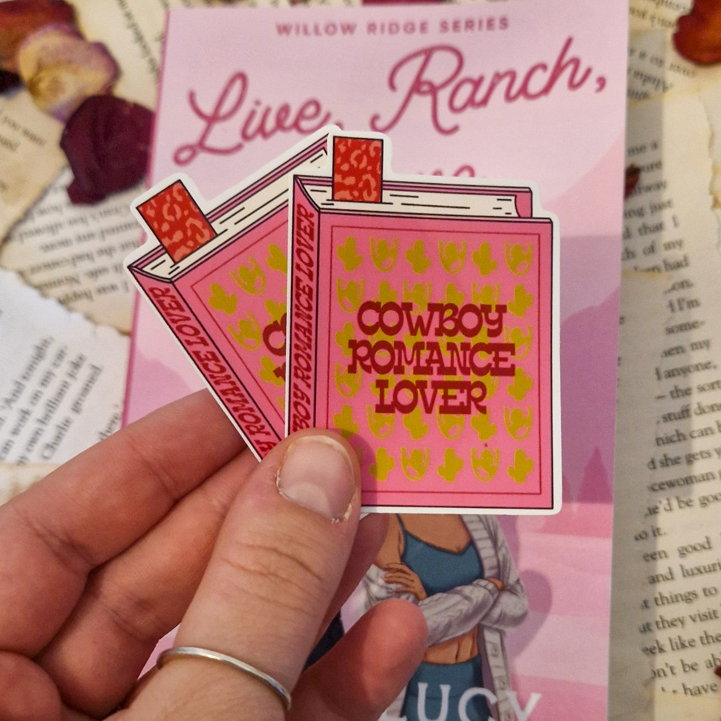 Cowboy lover book sticker by slinky sketches