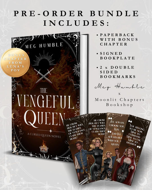 The Vengeful Queen by Meg Humble paperback pre order with exclusive bookmarks