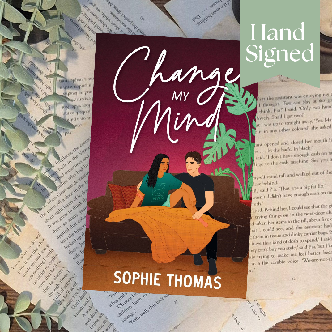 Book cover of 'Change My Mind' by Sophie Thomas on a textured surface with greenery.
