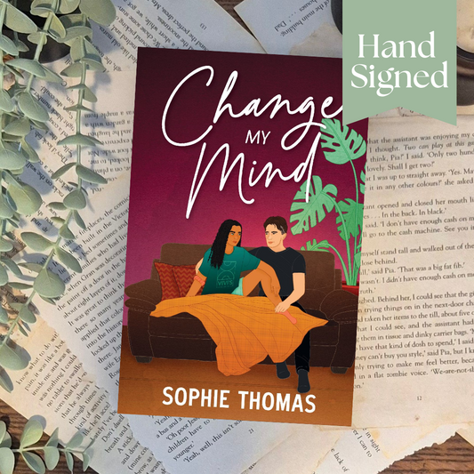 Book cover of 'Change My Mind' by Sophie Thomas on a textured surface with greenery.